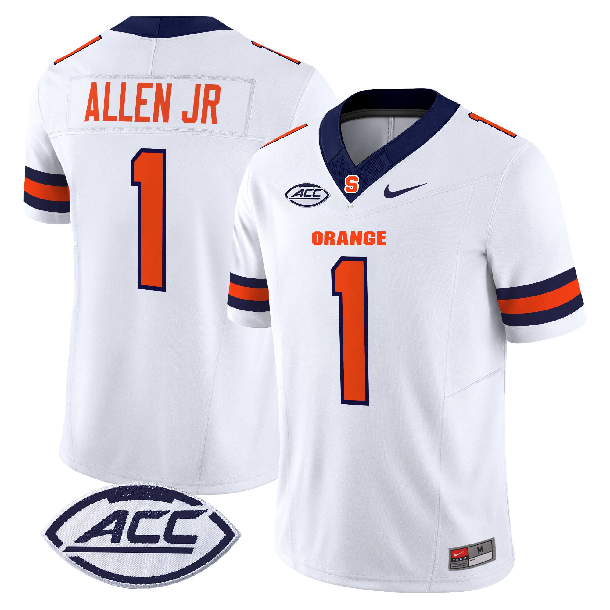 Men Syracuse Orange #1 Allen jr White Nike 2024 Vapor Limited NCAA Jersey->ncaa teams->NCAA Jersey